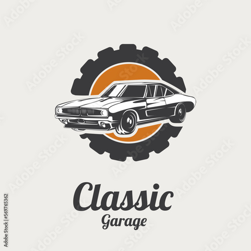 Classic automotive Garage car vector, car repair and modification logo template design.