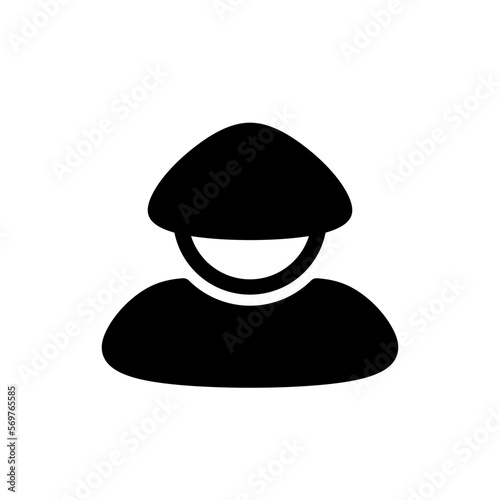 Farmer vector icon. People wearing peasant hats icon. Flat design.