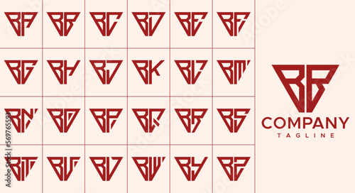 Modern line triangle initial letter B BB logo design set