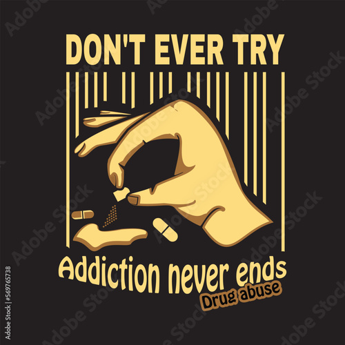 drug abuse illustration t shirt design vector 