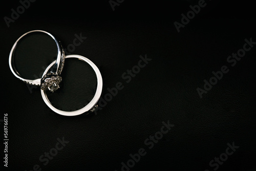 Wedding Diamond Ring on Black Background