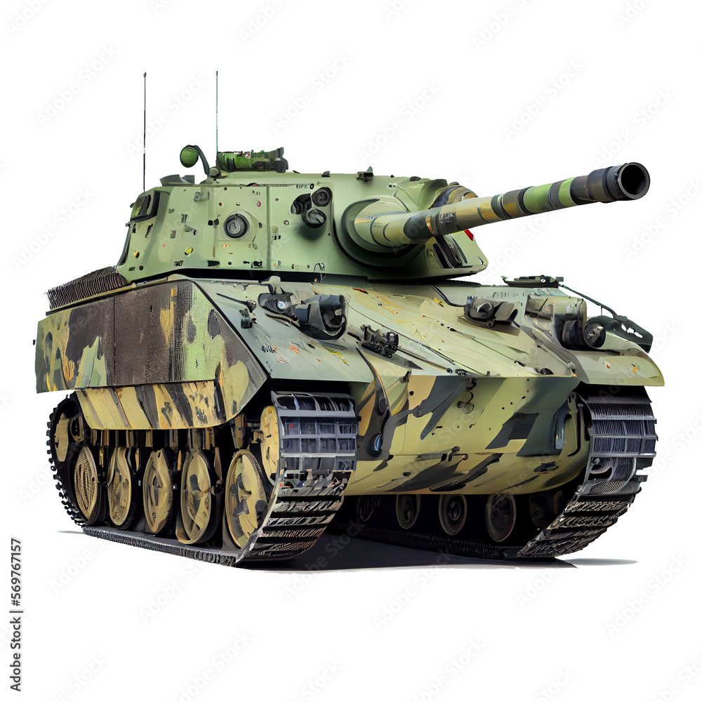 tanks in war On white background AI generator