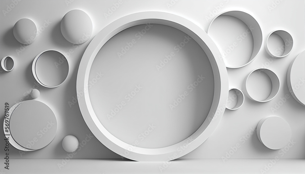 Modern minimalist white 3d abstract circle background. Generative AI. Modern minimalist white 3d abstract circle background. Generative AI.