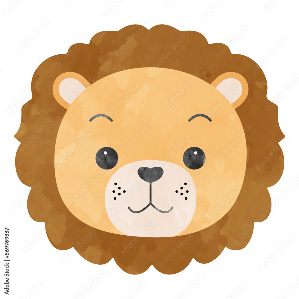 Cute lion watercolor illustration Cute lion watercolor illustration