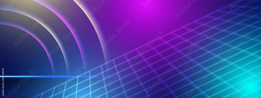 Obraz premium Vector Abstract futuristic circuit board and mesh line, Illustration high computer and Communication technology on blue color background. High tech digital technology, global social media concept