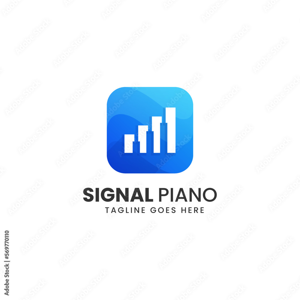 Fototapeta premium Vector Logo Illustration Signal Piano Gradient Colorful Style.