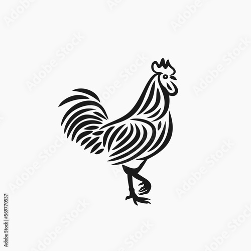 rooster lines drawing illustration vector