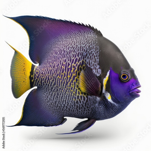 Angelfish on white background, Illustration, Generative AI © Purple Penguin GFX