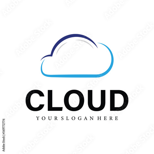 cloud blue simple internet technology logo icon vector template