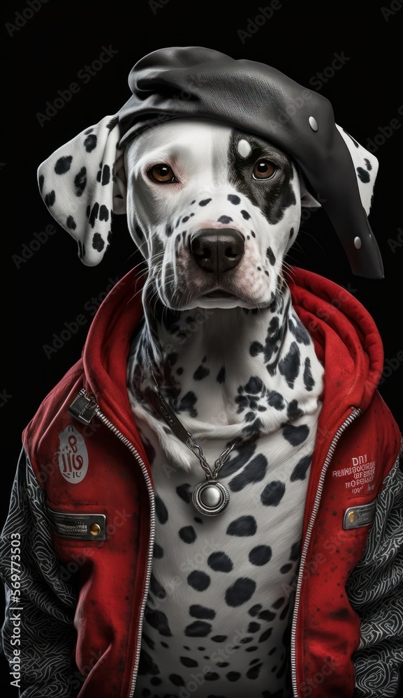 Photo Shoot of King of the Streets:A Majestic Dalmatian Animal Dog Rocked in Hip Hop Streetwear Fashion like Men, Women, and Kids (generative AI) Photo Shoot of King of the Streets:A Majestic Dalmatian Animal Dog Rocked in Hip Hop Streetwear Fashion like Men, Women, and Kids (generative AI)