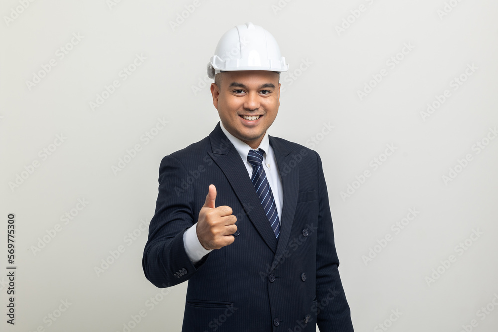Businessman manager owner real estate on isolated white background. Cooperation of architect designer. Engineer with safety helmet checking at working construction site Businessman manager owner real estate on isolated white background. Cooperation of architect designer. Engineer with safety helmet checking at working construction site