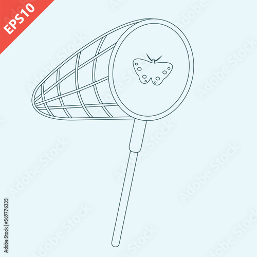 hand drawn butterfly net design vector flat isolated illustration