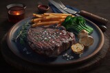 Grilled steak. Illustration. 3D Render. Created with Generative AI