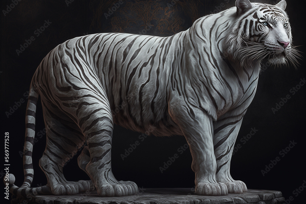 White Tiger  Generative AI Digital Illustration Part#90223