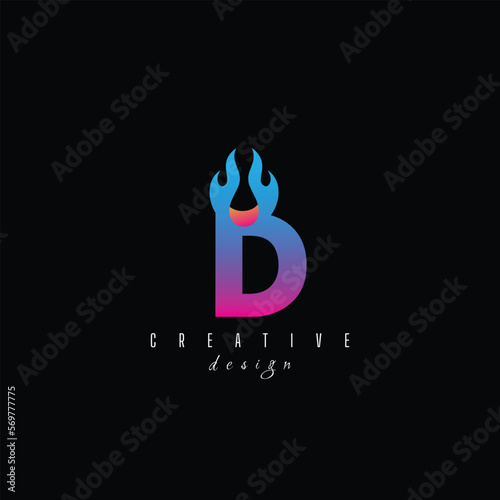 fire and letter D character, letter, syllable logo