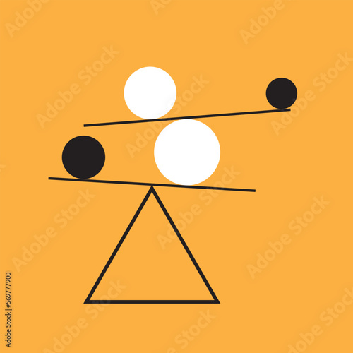 Balance abstract geometric minimal logo. Life coaching simple flat icon. Equilibrium modern concept. Balance between business and life vector metaphor. Vector illustration