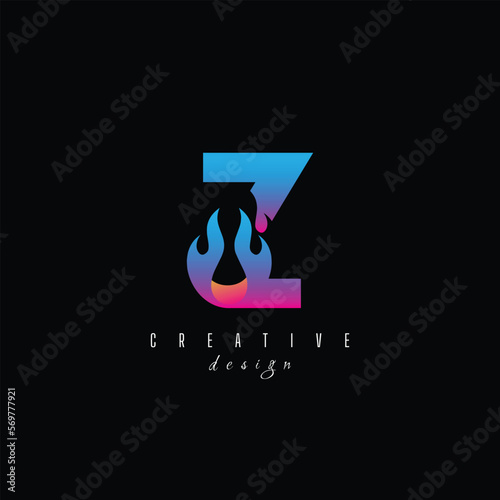 fire and letter Z character, letter, syllable logo