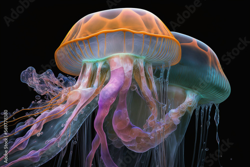 colorful jellyfish Generative AI Digital Illustration Part#90223