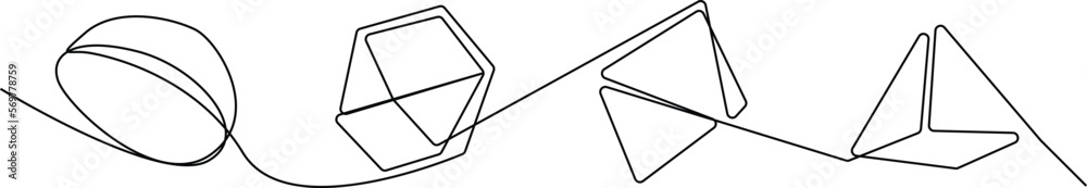 Continuous One Line Drawing Geometric Shapes Set Geometric Shape Continuous One Line Drawing Geometric Shapes Set Geometric Shape