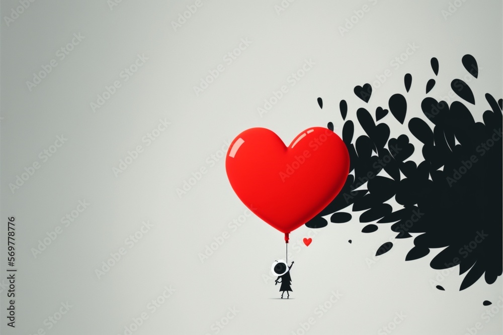 Minimalistic valentines day illustration. Generative Ai.