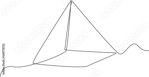 Continuous one line drawing square pyramid. Geometric shape concept. Single line draw design vector graphic illustration.
