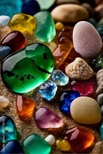 Illustration of beautiful stones. Generative Ai.
