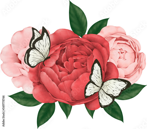 pink rose with leaves