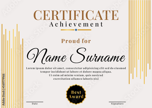 certificate design in brown and gold color for charter award