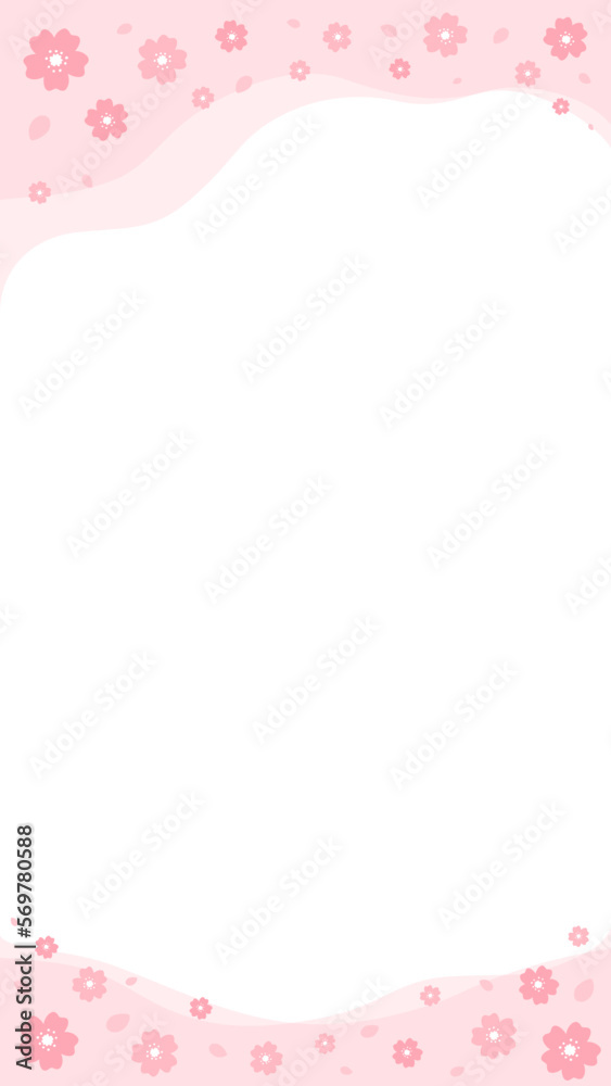 Japanese cherry blossom abstract border template on white background