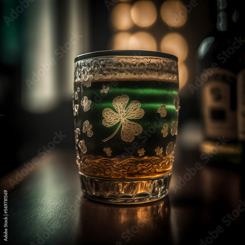 St. Patrick's day, glass, drink, clover