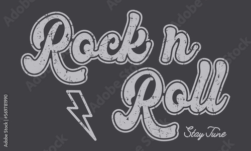 Rock And Roll, Stay tune, Rock tour vintage artwork, Rock and roll graphic print design for apparel, stickers, posters and background vintage vector t shirt print, poster, banner, flyer, postcard