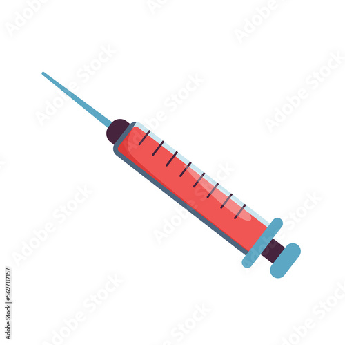 syringe with blood cartoon isolated