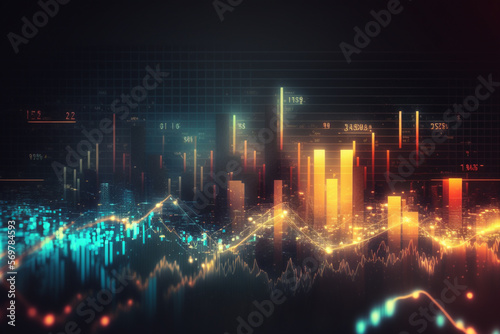 Stock market Business city technical financial graph on technology abstract background