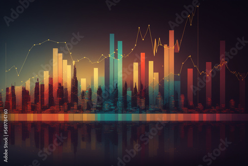 Stock market Business city technical financial graph on technology abstract background © EnelEva