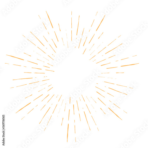 Sunburst doodle line art. Hand drawn sun burst  round banner with circle explosion. Royalty high-quality free stock PNG of Retro sketch radial rays isolated on transparent background. Handmade design