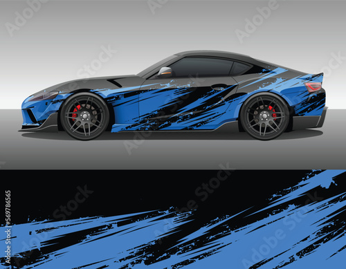 Car wrap vinyl racing decal ornament. Abstract grunge splash stripes sport background design print template. Vector illustration.