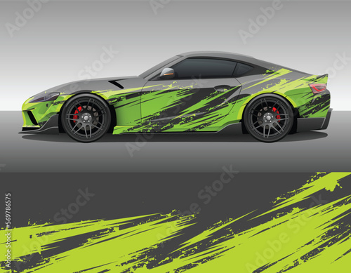 Car wrap vinyl racing decal ornament. Abstract grunge splash stripes sport background design print template. Vector illustration.