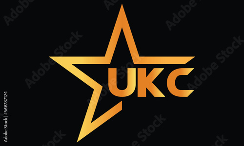 UKC golden luxury star icon three letter logo design vector template. royal logo | luxury logo | jewelry logo | premium logo | iconic logo | Victoria logo |	