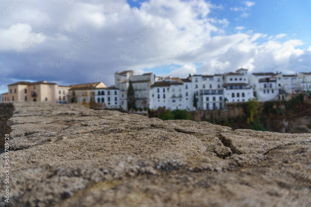view of the buildings on the edge of the cliff of tajo de ronda , malaga spain view of the buildings on the edge of the cliff of tajo de ronda , malaga spain