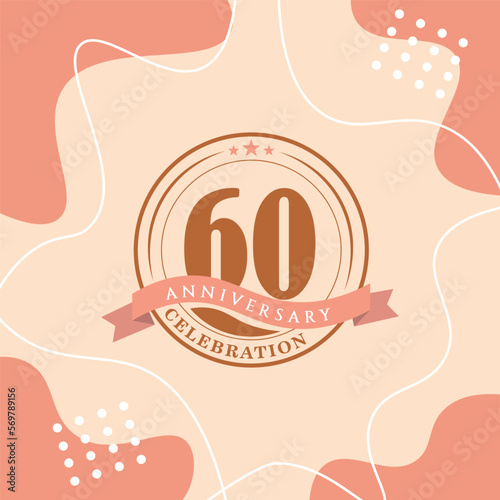 60th anniversary celebration logo vector design with brown color background and brown color later abstract design
