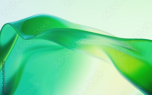 Fototapeta Naklejka Na Ścianę i Meble -  Flowing wave transparent glass cloth, 3d rendering.