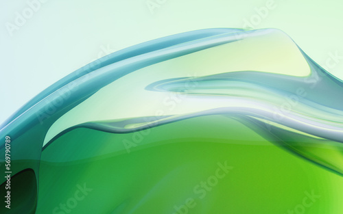 Fototapeta Naklejka Na Ścianę i Meble -  Flowing wave transparent glass cloth, 3d rendering.