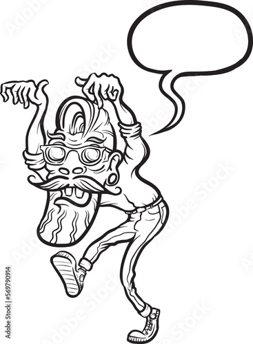 whiteboard drawing angry zombie hipster - PNG image with transparent background