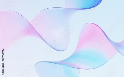 Fototapeta Naklejka Na Ścianę i Meble -  Flowing wave transparent glass cloth, 3d rendering.