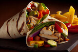 Appetitanregender Tortilla-Wrap mit Hähnchen und Salat - Generative Ai