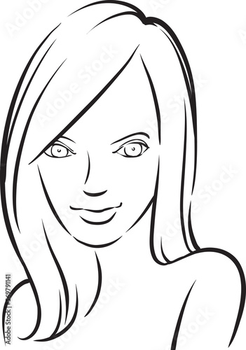 whiteboard drawing beautiful smiling woman - PNG image with transparent background