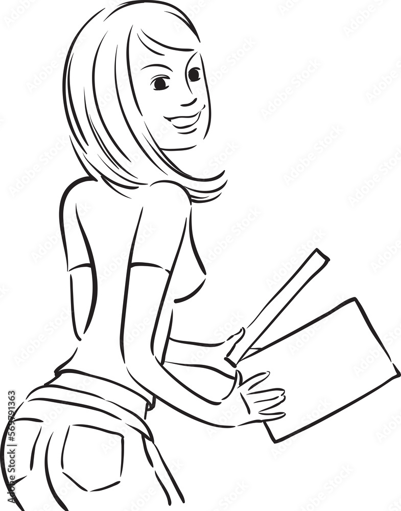 whiteboard drawing blond girl with clapboard - PNG image with transparent background whiteboard drawing blond girl with clapboard - PNG image with transparent background