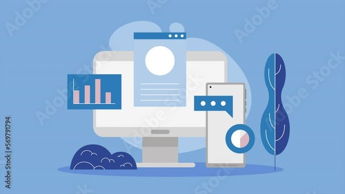 desktop computer tech device animation