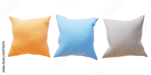 Photography Soft and inflatable throw pillows, 3d rendering.