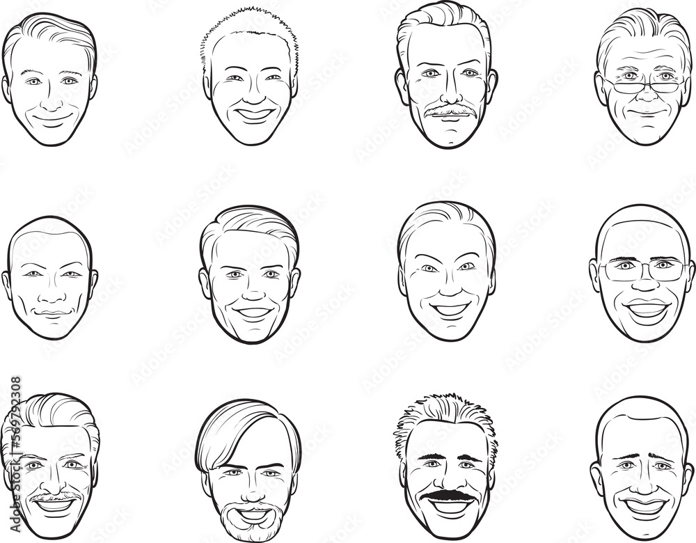 whiteboard drawing cartoon avatar smiling men heads - PNG image with transparent background whiteboard drawing cartoon avatar smiling men heads - PNG image with transparent background